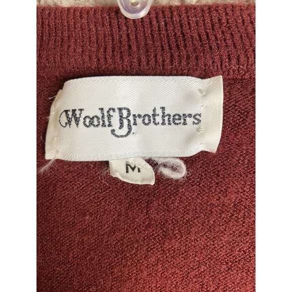 VINTAGE Woolf Brothers Sweater Mens Medium Red Orlon Acrylic Knit Made In USA - Picture 4 of 11